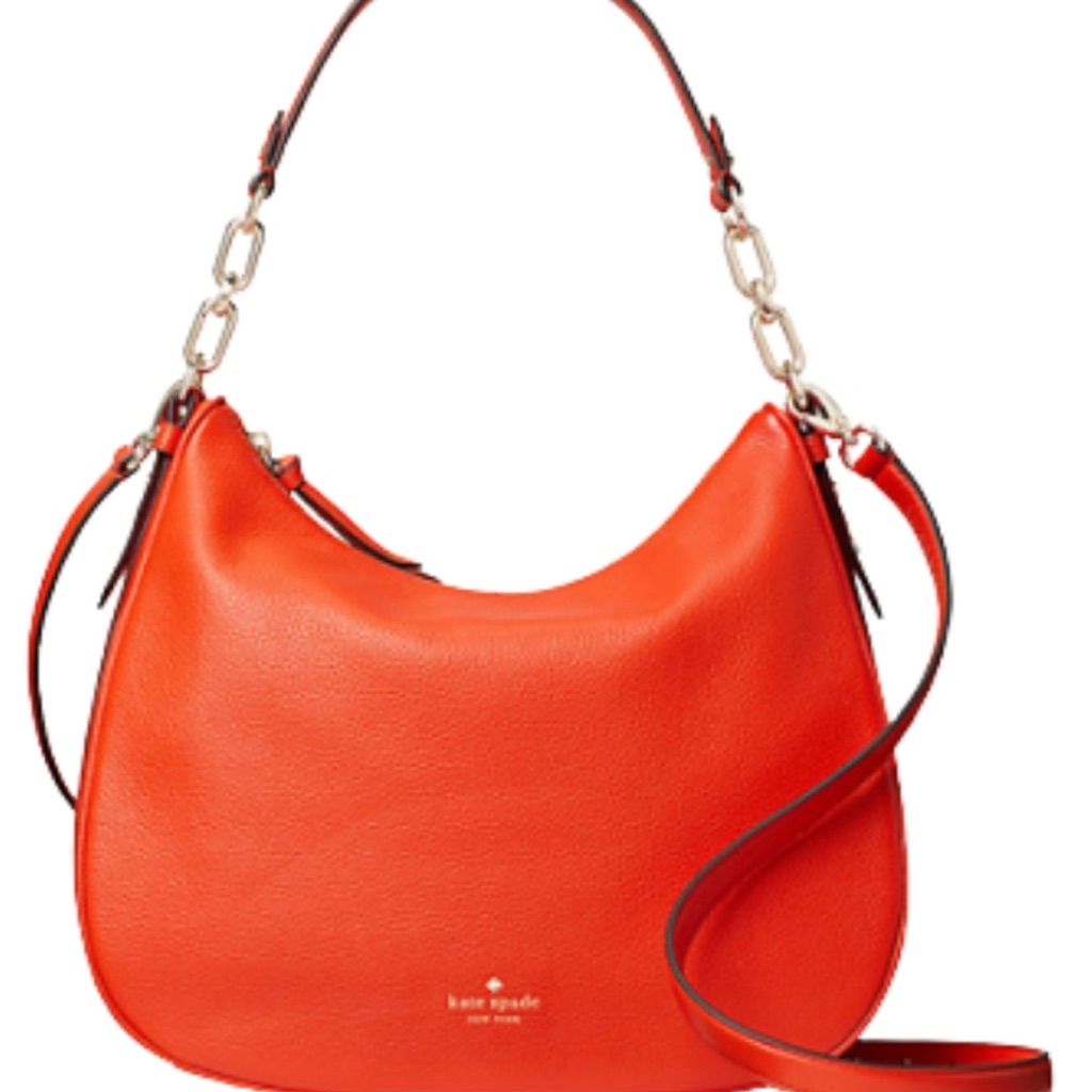 Kate Spade Red-Orange Leather Hobo Bag